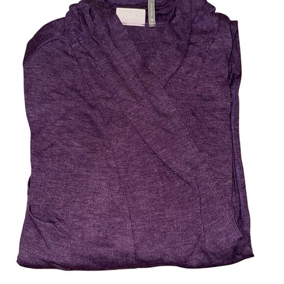 LOGO Lori Goldstein Women 3X Sweater Knit Draped Cardigan Ruffle Back Purple NWT - Picture 1 of 6